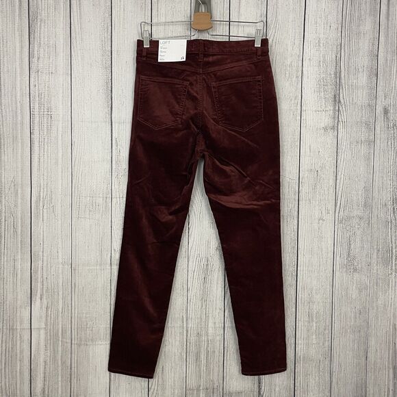 LOFT Women's Size 29 Burgundy Velvet Skinny Leg High-Rise Stretch Pants NWT - Picture 10 of 10